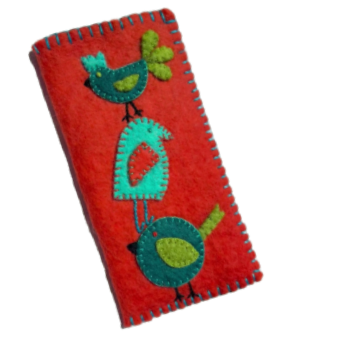 Silly Birds Felt Eye or Sun Glasses Case
