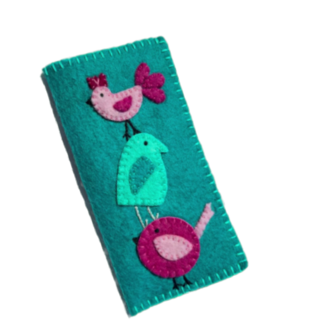 Silly Birds Felt Eye or Sun Glasses Case