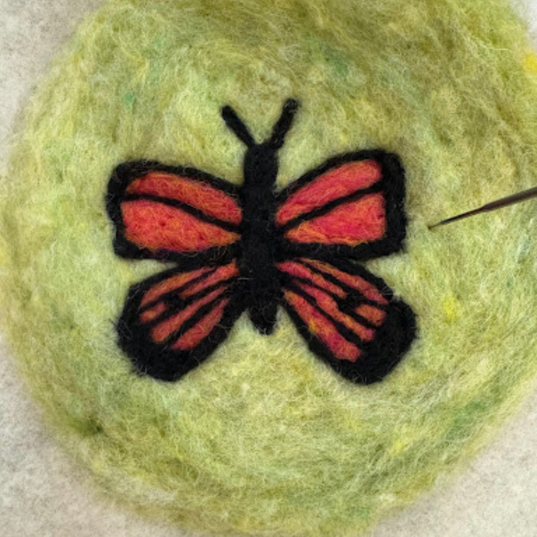 Monarch Butterfly - Felted Landscape in a Hoop