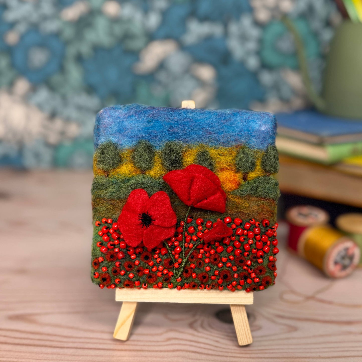 Poppies at Sunrise Needle Felt Kit : Mini Masterpiece Series