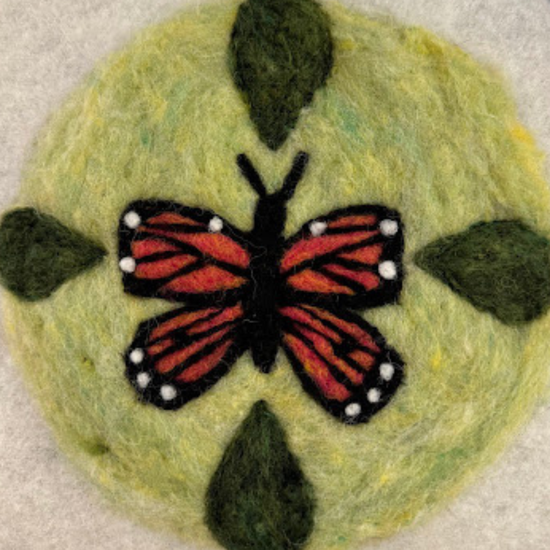 Monarch Butterfly - Felted Landscape in a Hoop