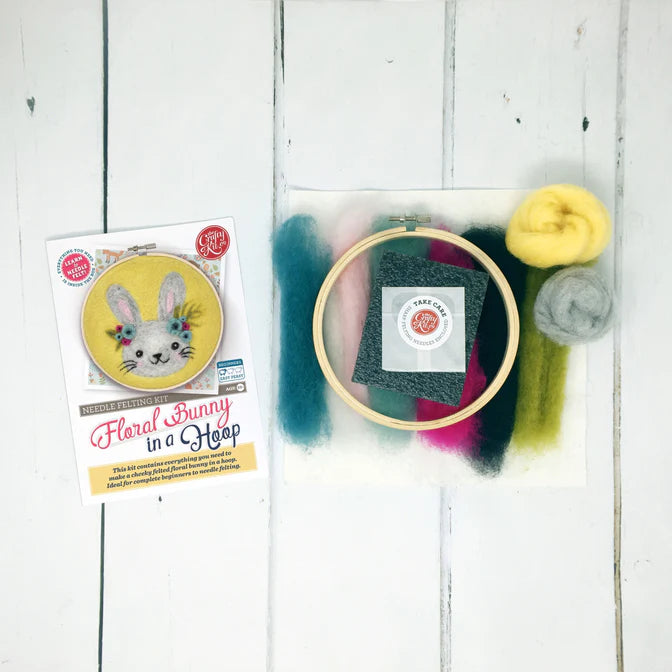 Floral Bunny in a Hoop Needle Felting Craft Kit