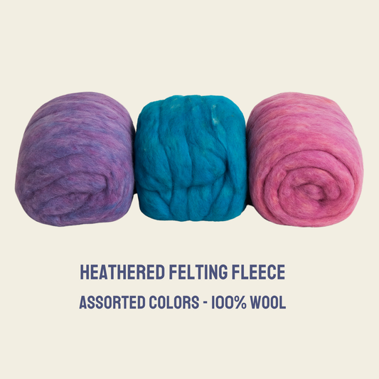 Felting Fleece - Heathered Carded Wool for Flat & Landscape Felting