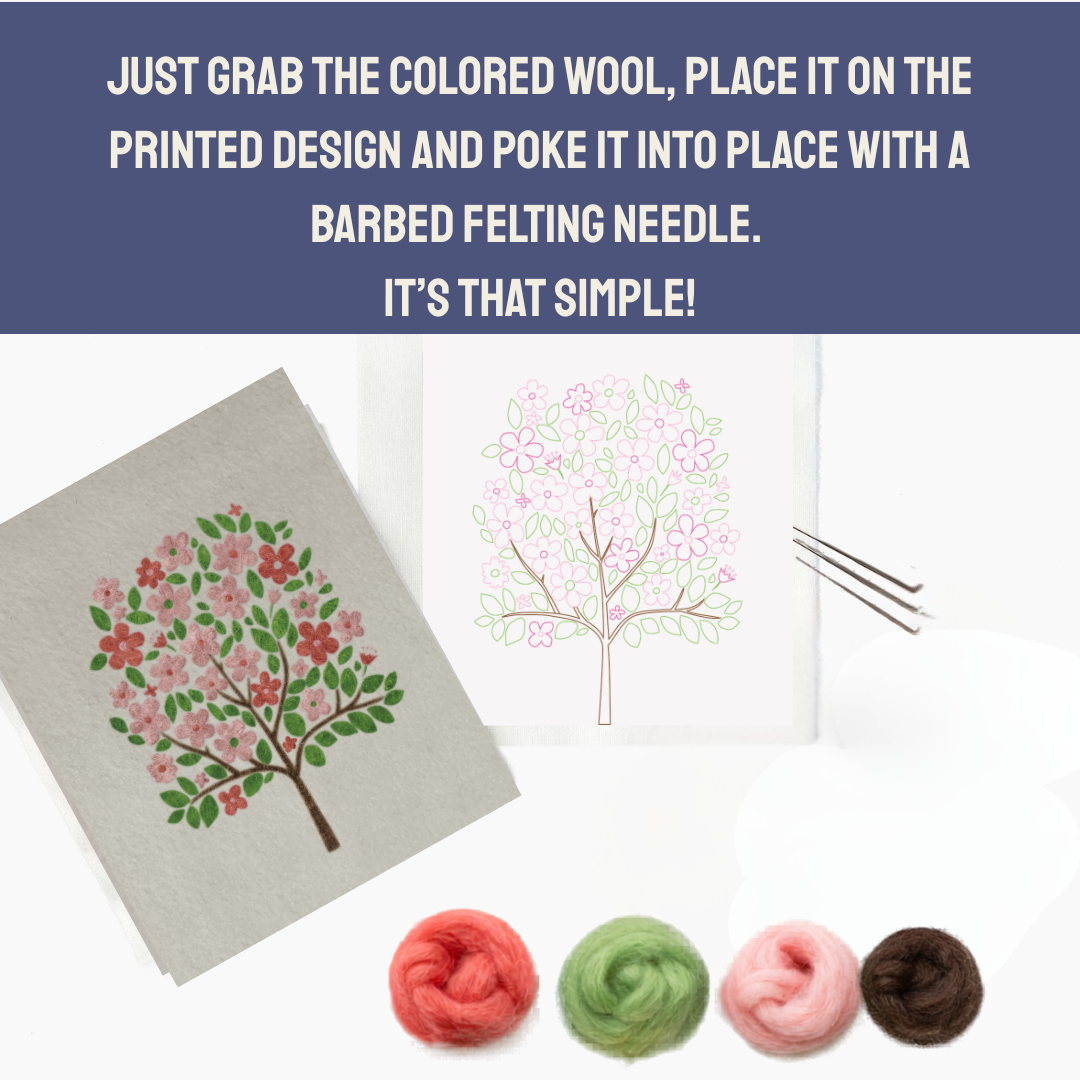 What's included in the Apple Blossom - Felted Art kit