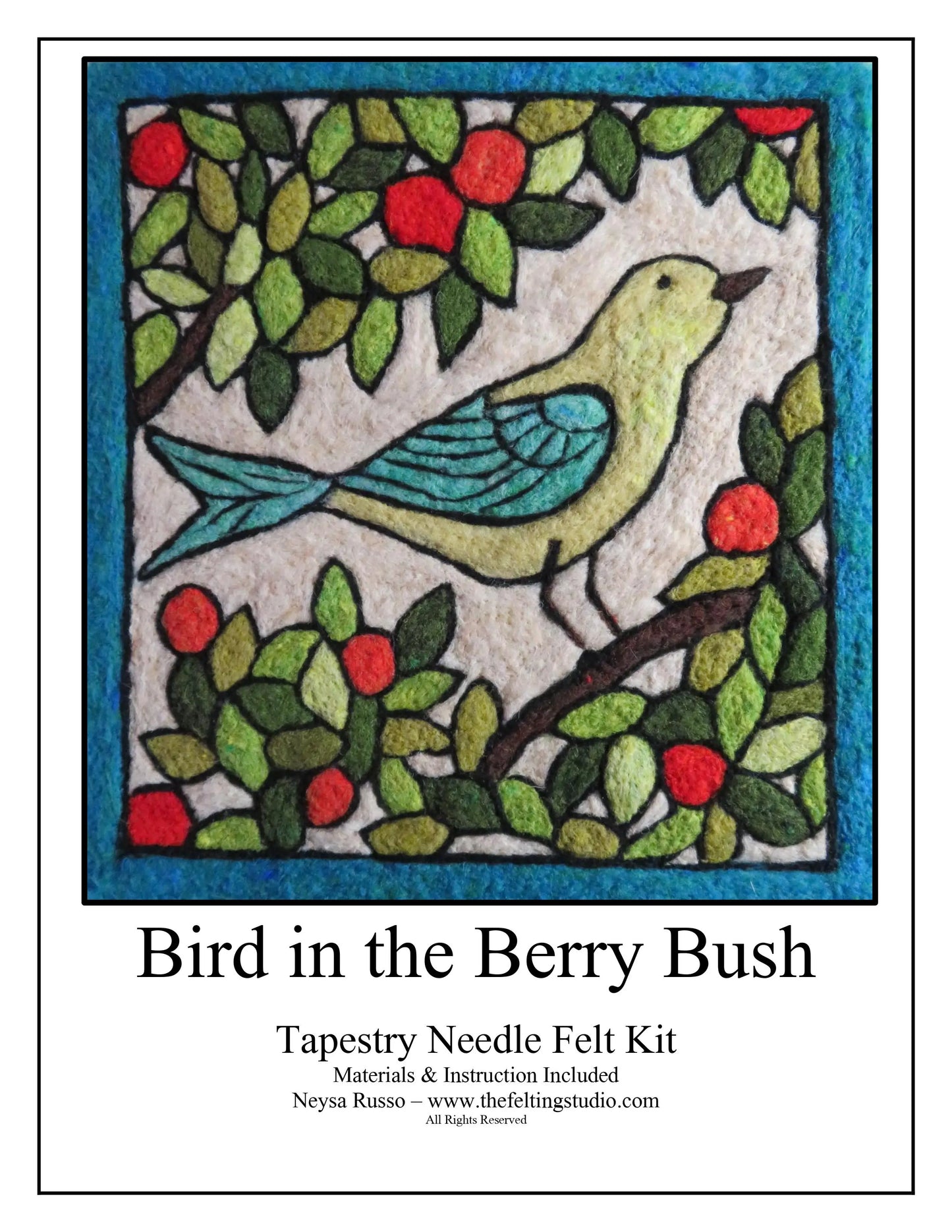 Bird in the Berry Bush Folk Art Tapestry Needle Felting Kit
