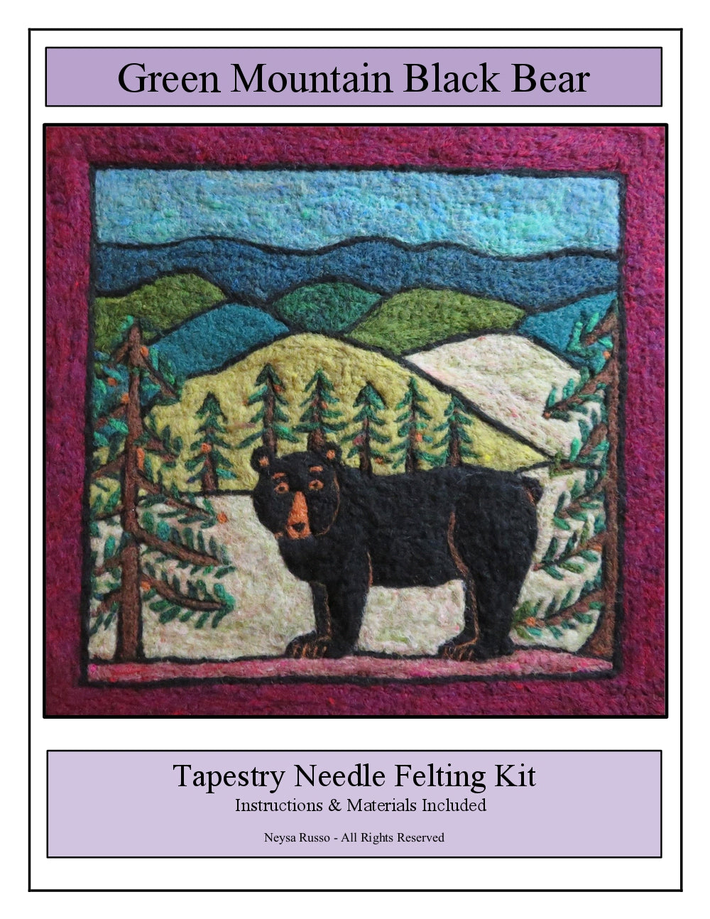 Green Mountain Black Bear Tapestry Felting Kit