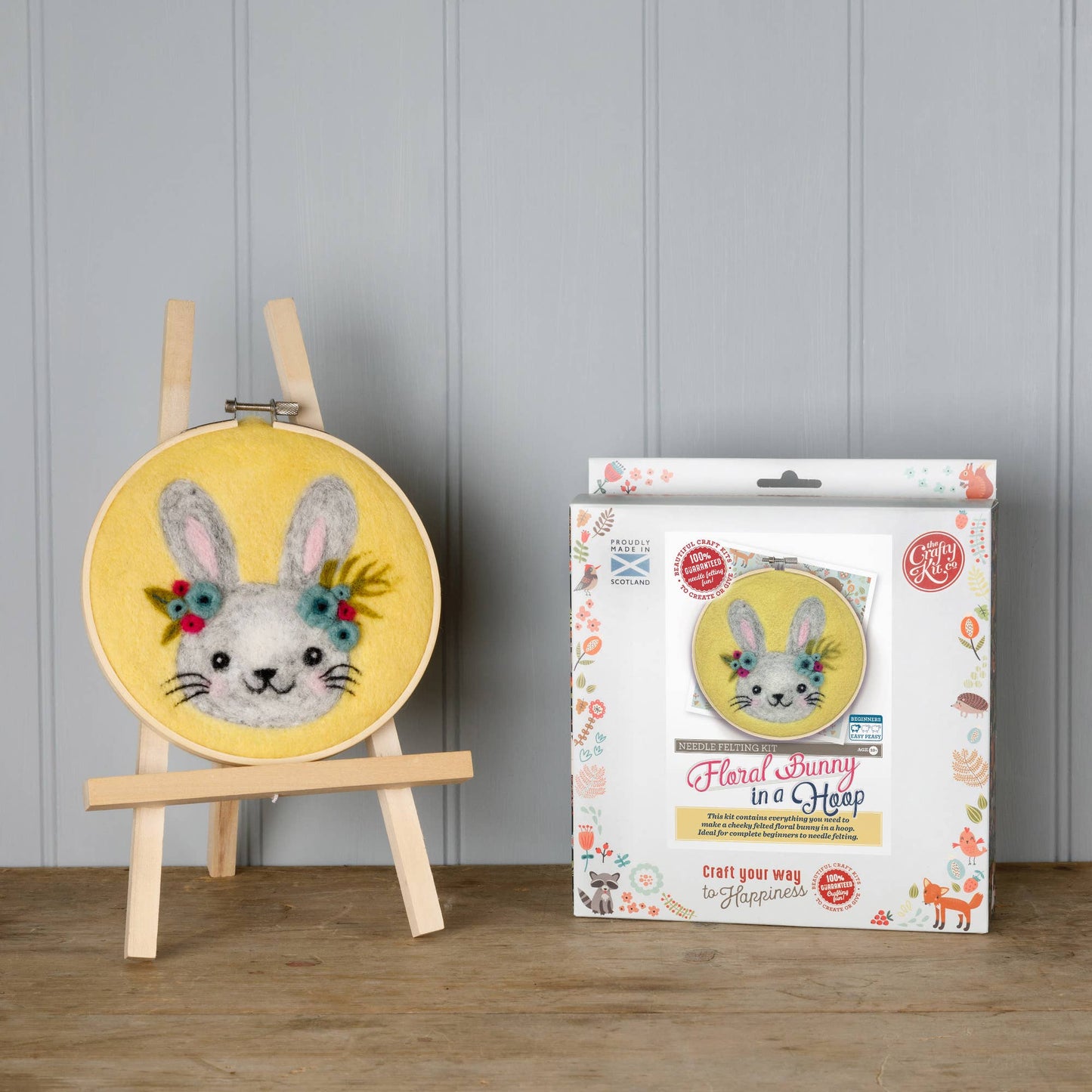 🎀 Sale! Floral Bunny in a Hoop Needle Felting Craft Kit