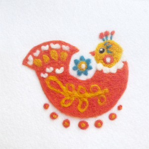 Folk Bird Folk Hen - Felted Art