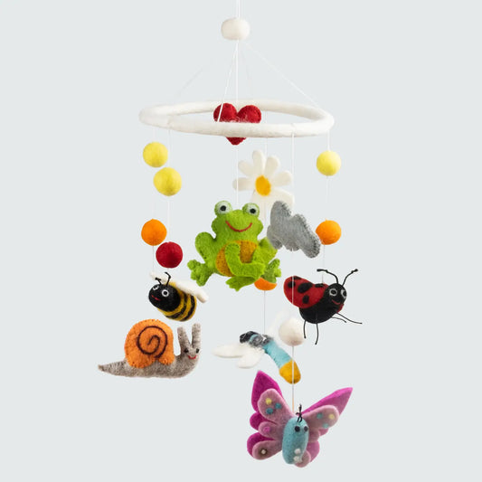 Mobile- Garden Friends with Frogs, Butterflies, Dragonfly, Bee, Snail and Ladybug