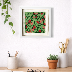 Heart Blooms - Felted Art Tile