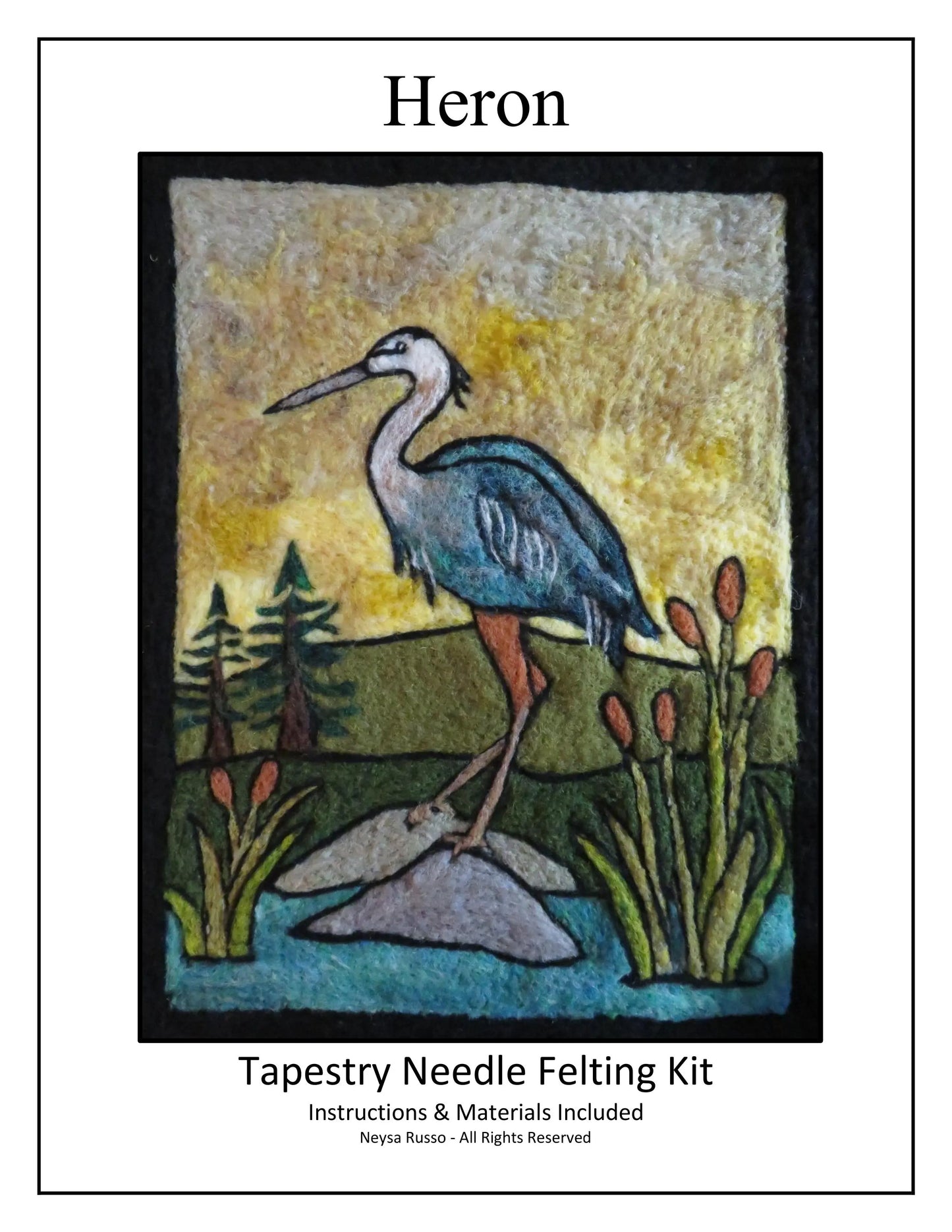 Blue Heron Folk Art Tapestry Needle Felting Kit