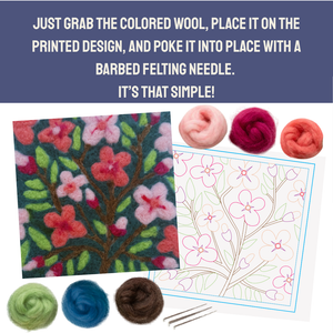 Peach Blossom- Felted Art Tile