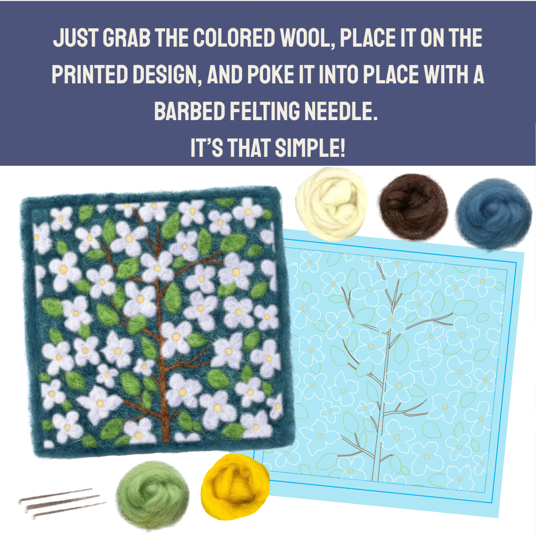 What's included in the Dogwood- Felted Art Tile kit