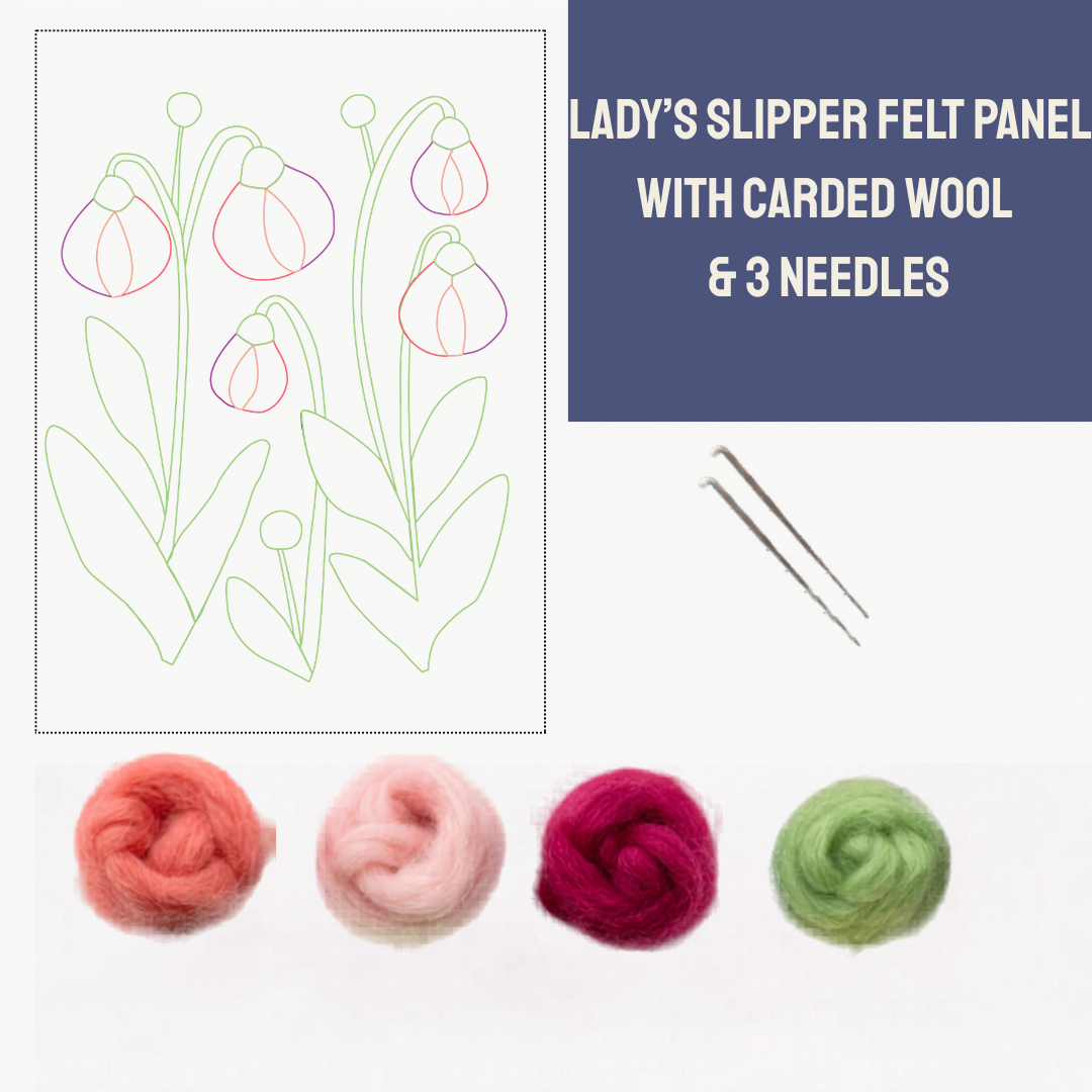 What's included in the Lady's Slipper - Felted Art kit