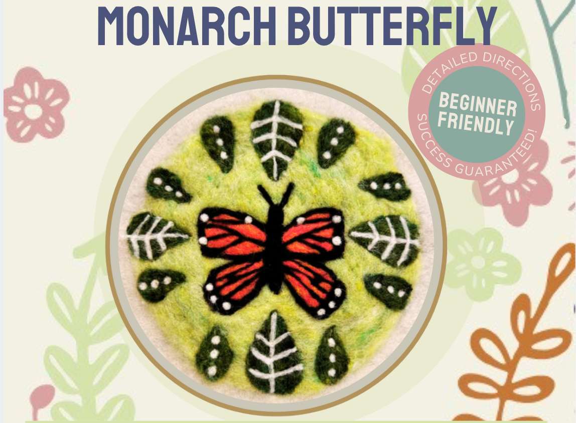 Monarch Butterfly - Felted Landscape in a Hoop