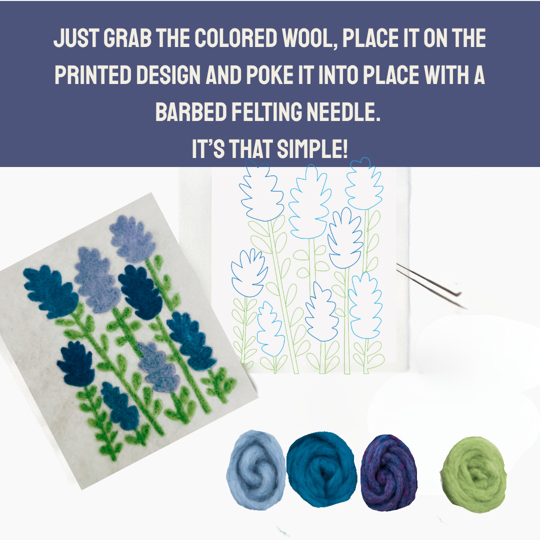 What's included in the Bluebonnet - Felted Art kit