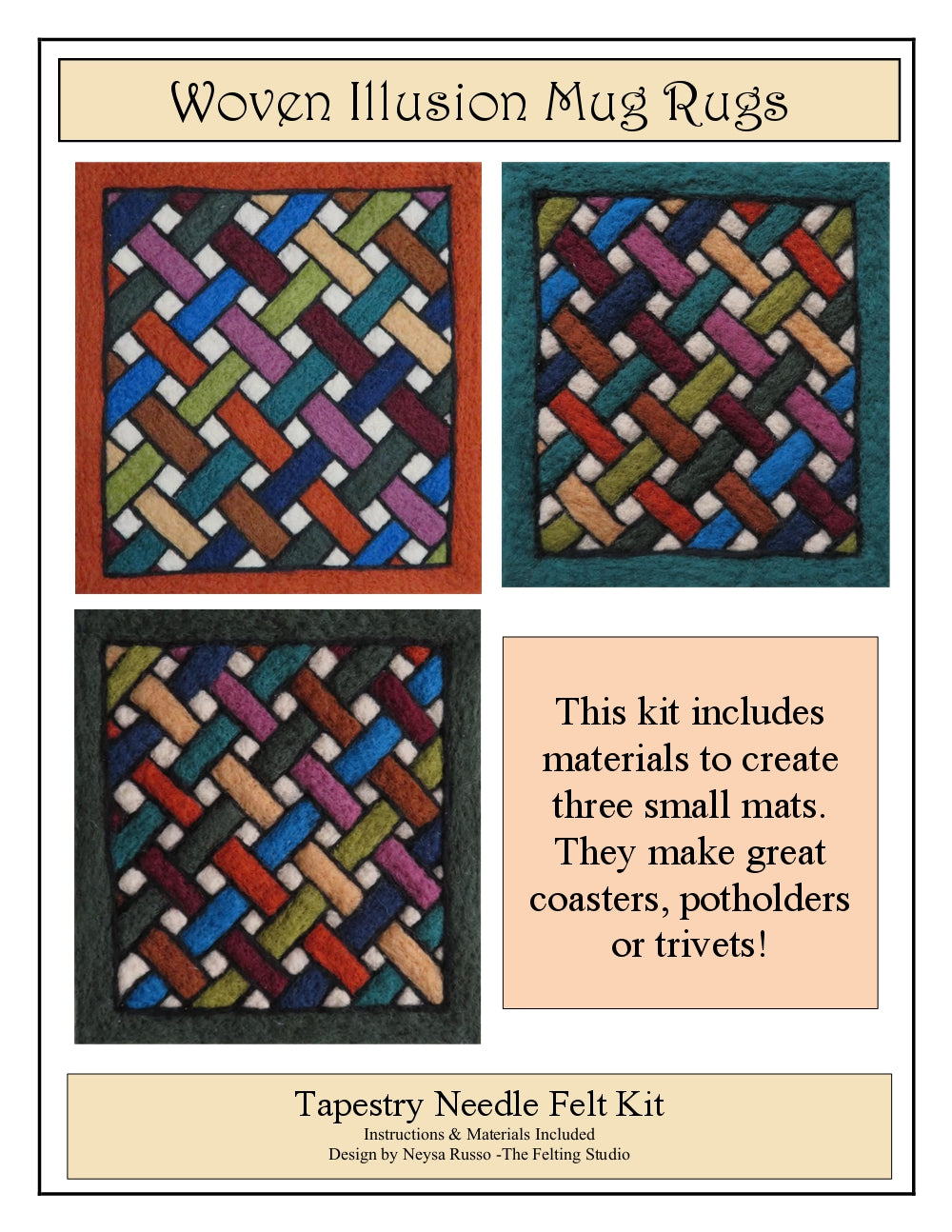 Woven Illusions Coasters / Mug Rugs Needle Felting Kit