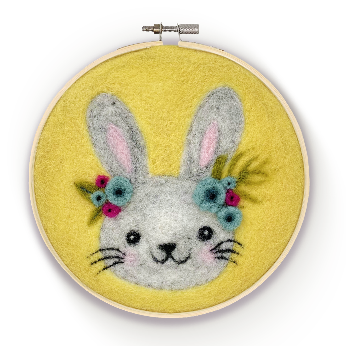 🎀 Sale! Floral Bunny in a Hoop Needle Felting Craft Kit