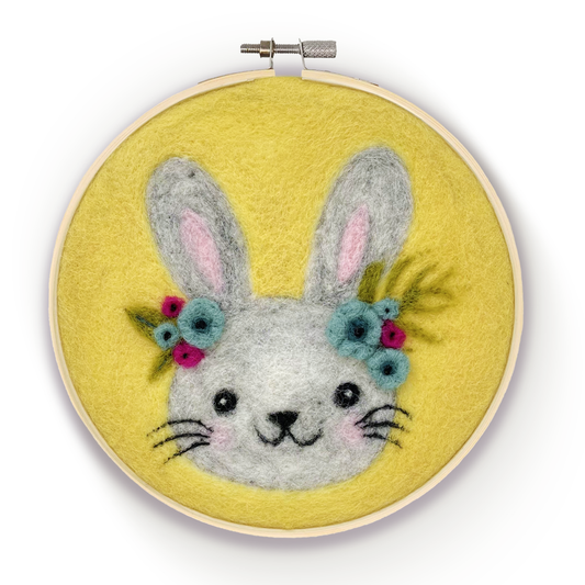 🎀 Sale! Floral Bunny in a Hoop Needle Felting Craft Kit