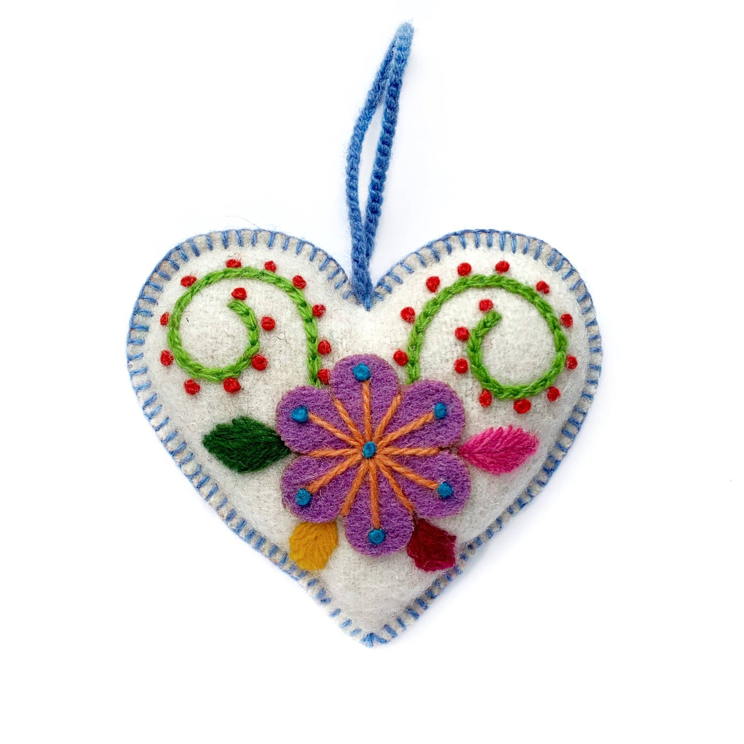 White Embroidered Heart