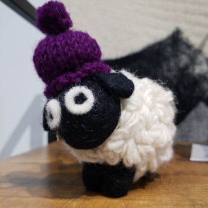 Cute Felt Sheep Figures - White, Black  & Rainbow Colors