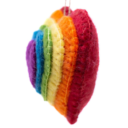 LOVE Burst Rainbow Heart - Handmade Felt Ornament