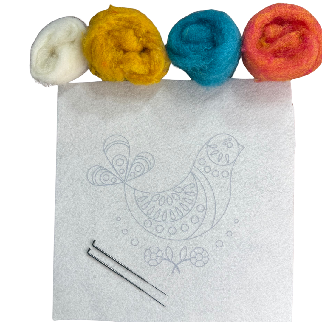 Folk Bird Golden Rooster - Felted Art