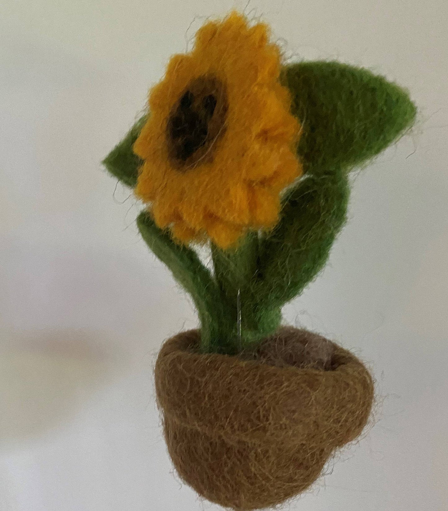 Felted Wool Sunflower in Pot ornament