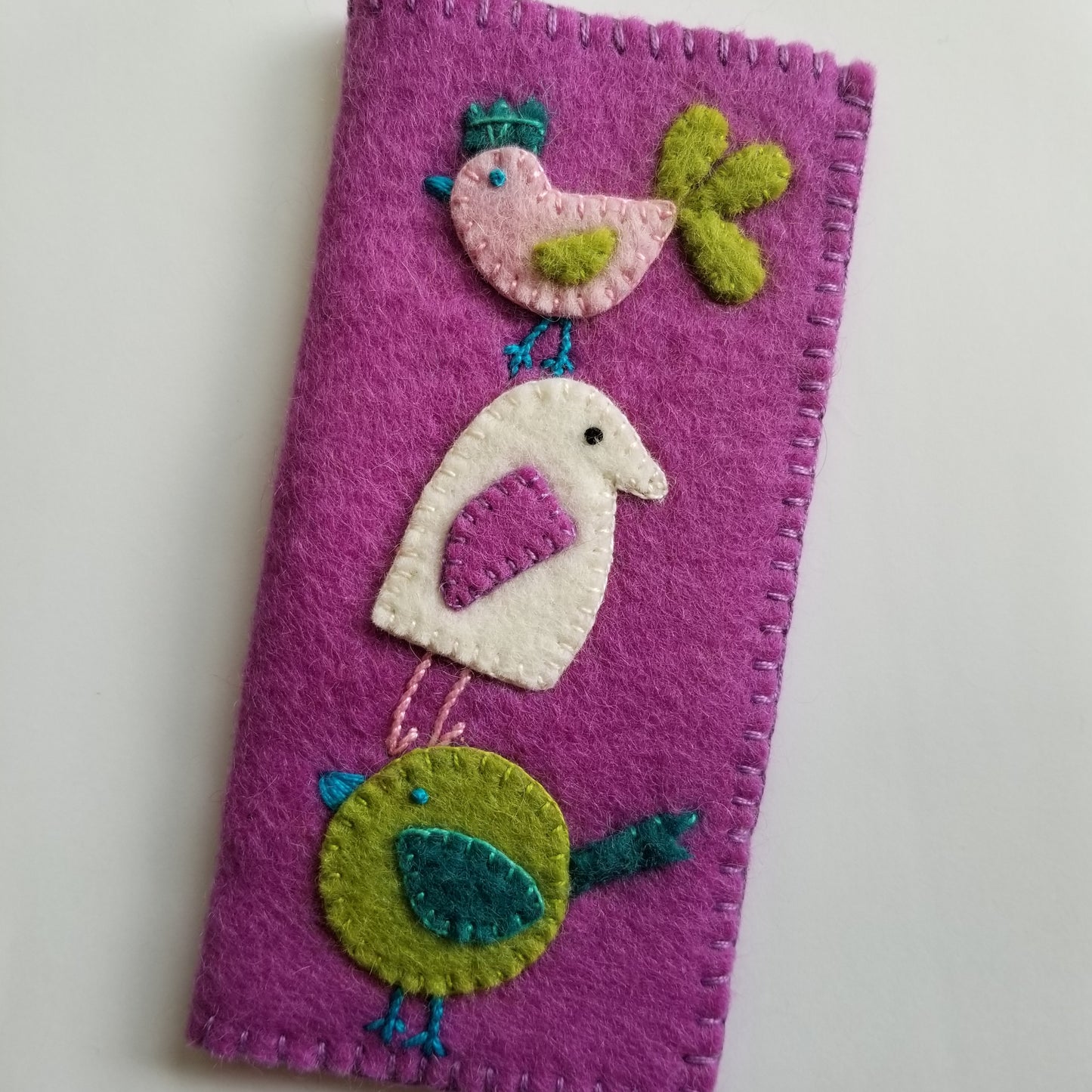 Silly Birds Felt Eye or Sun Glasses Case