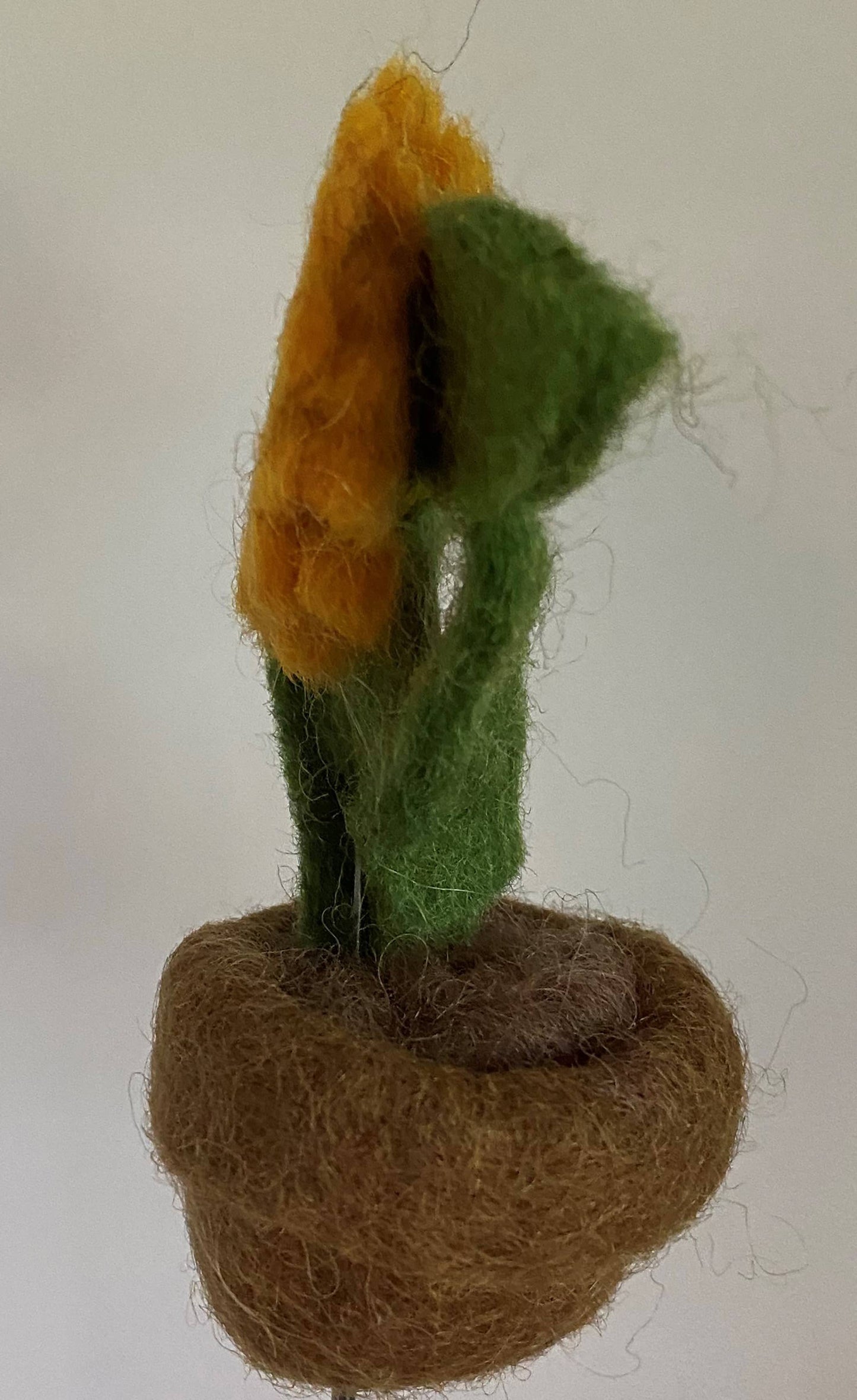 Felted Wool Sunflower in Pot ornament