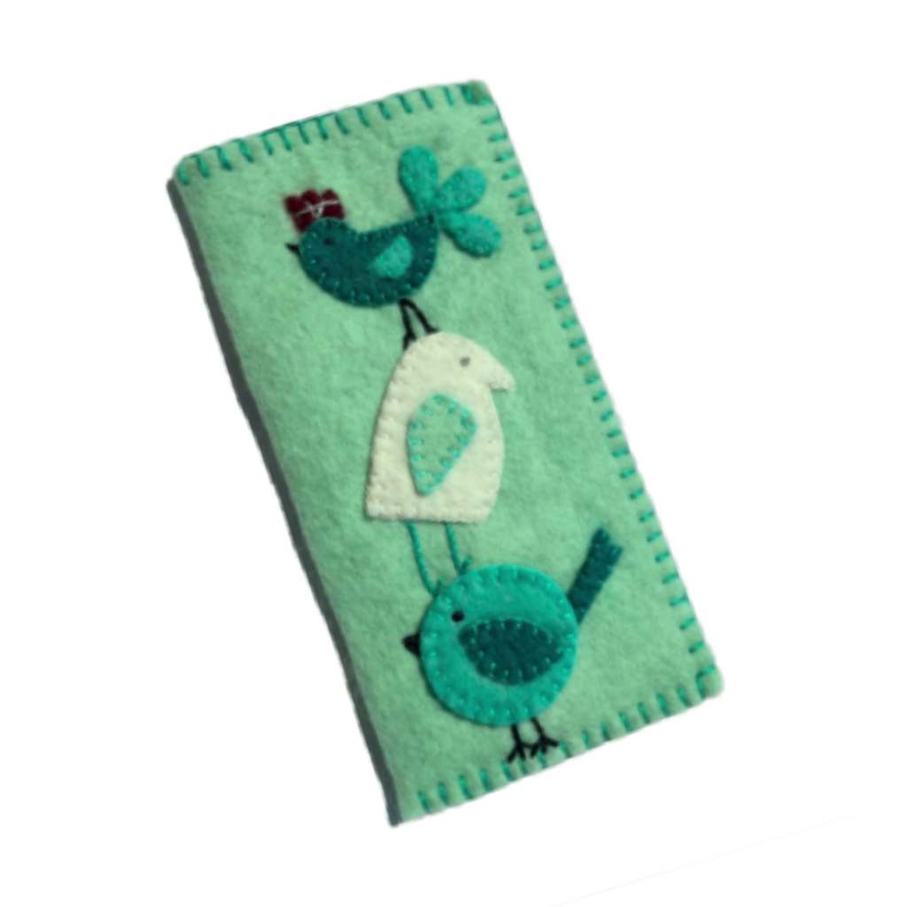 Silly Birds Felt Eye or Sun Glasses Case