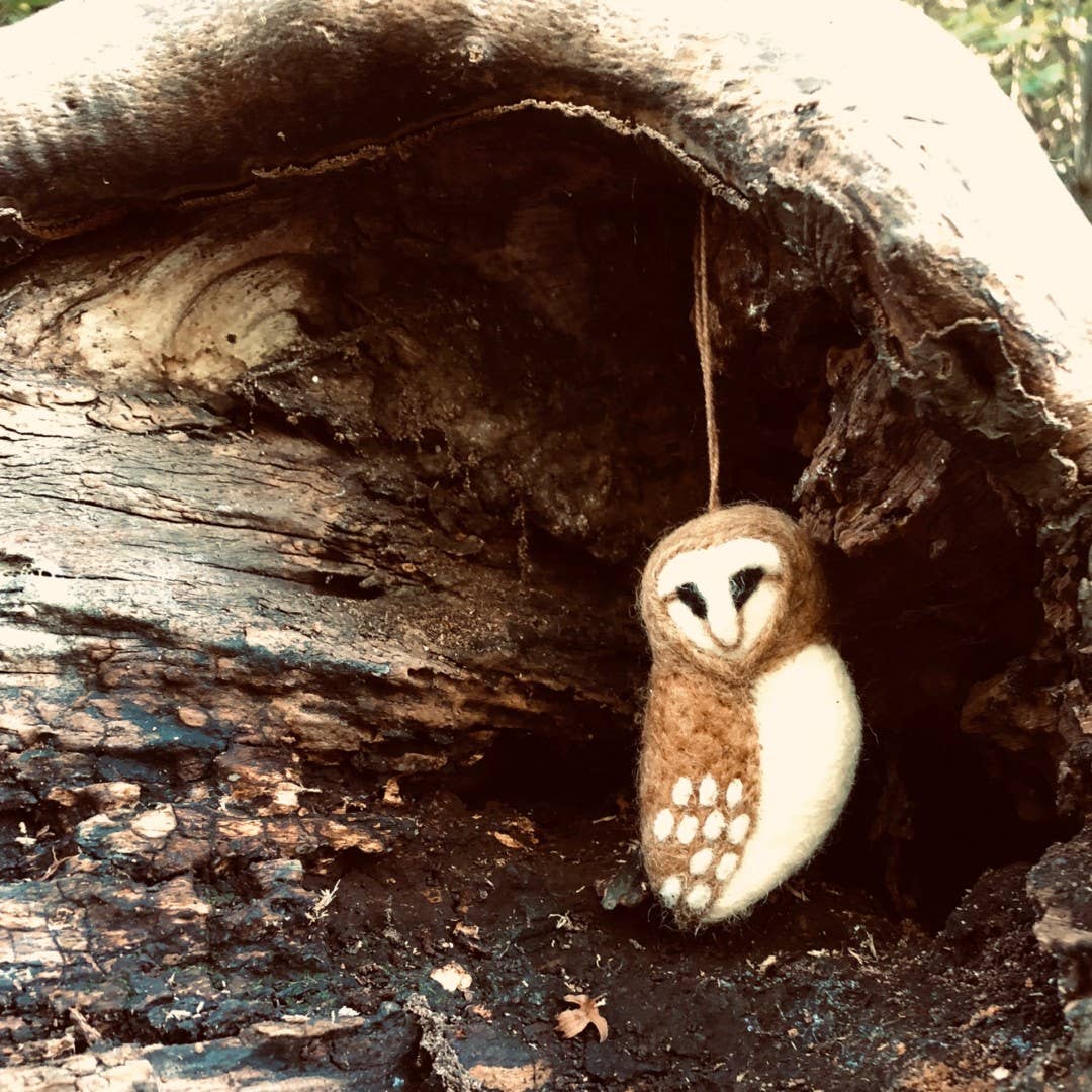 Beautiful Barn Owl Felted Ornament
