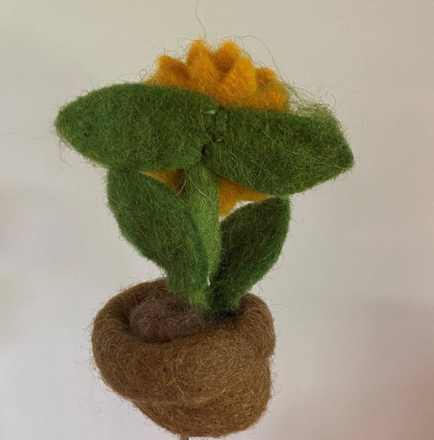 Felted Wool Sunflower in Pot ornament