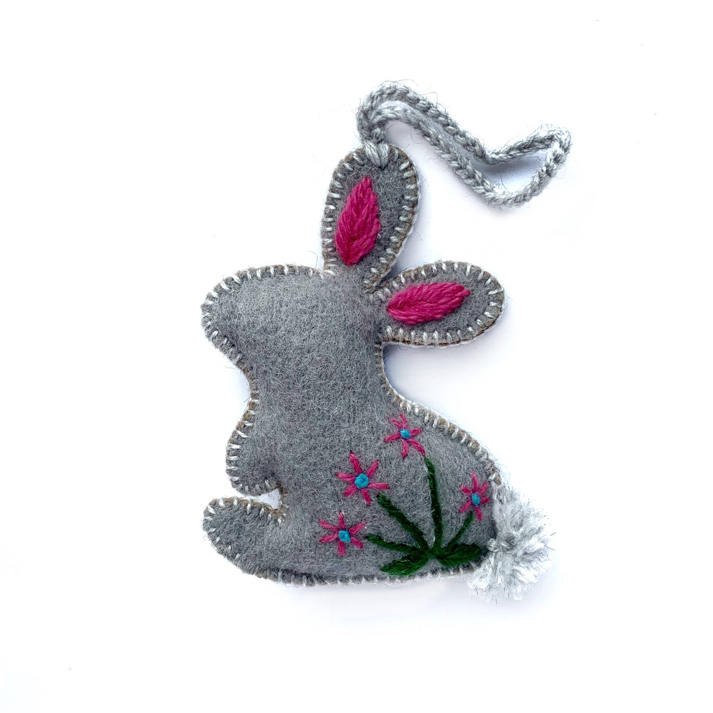 Easter Rabbit w/ Embroidered Flowers