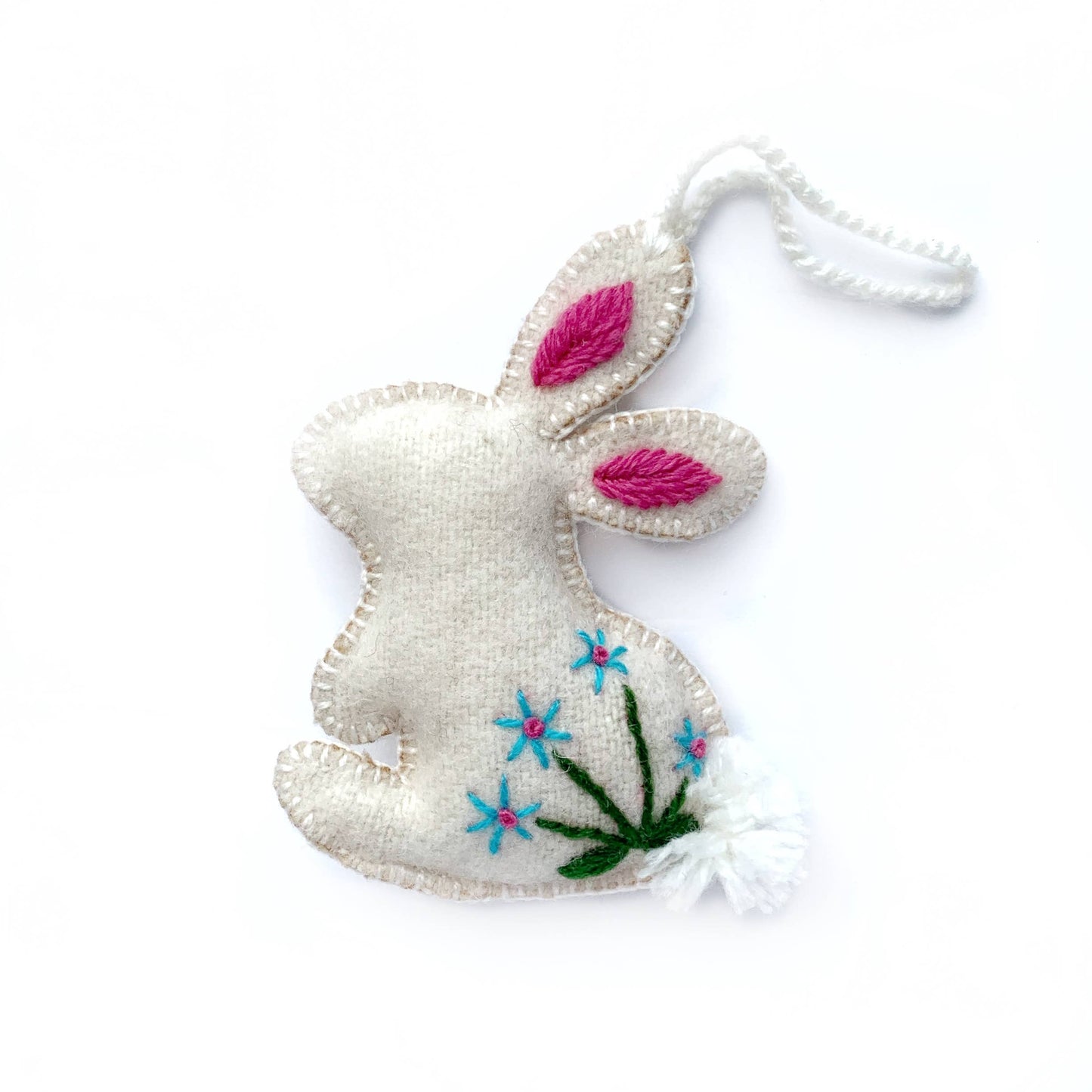 Easter Rabbit w/ Embroidered Flowers