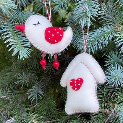 Home is Where the Heart is Handmade Felt Ornaments, Set of 2