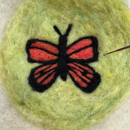 Monarch in Autumn - Felted Landscape in a Hoop