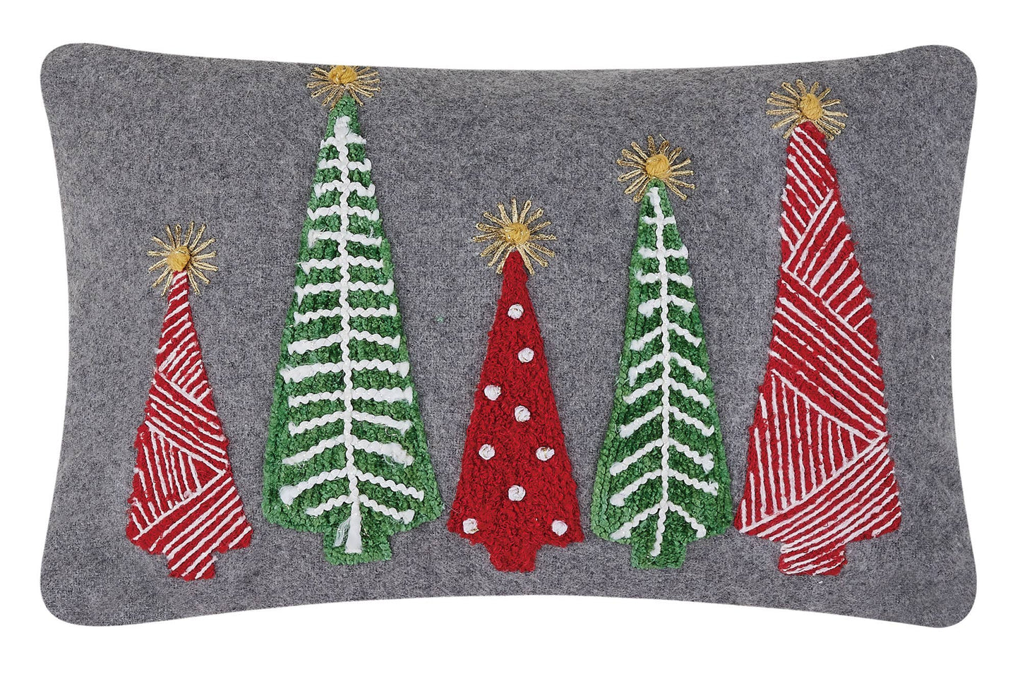 Felt Christmas Tree Embroidered Pillow