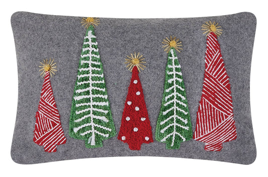 Felt Christmas Tree Embroidered Pillow