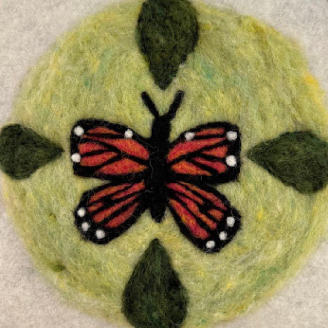 Monarch in Autumn - Felted Landscape in a Hoop