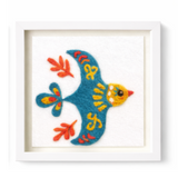 Folk Bird Soaring Blue Bird - Felted Art