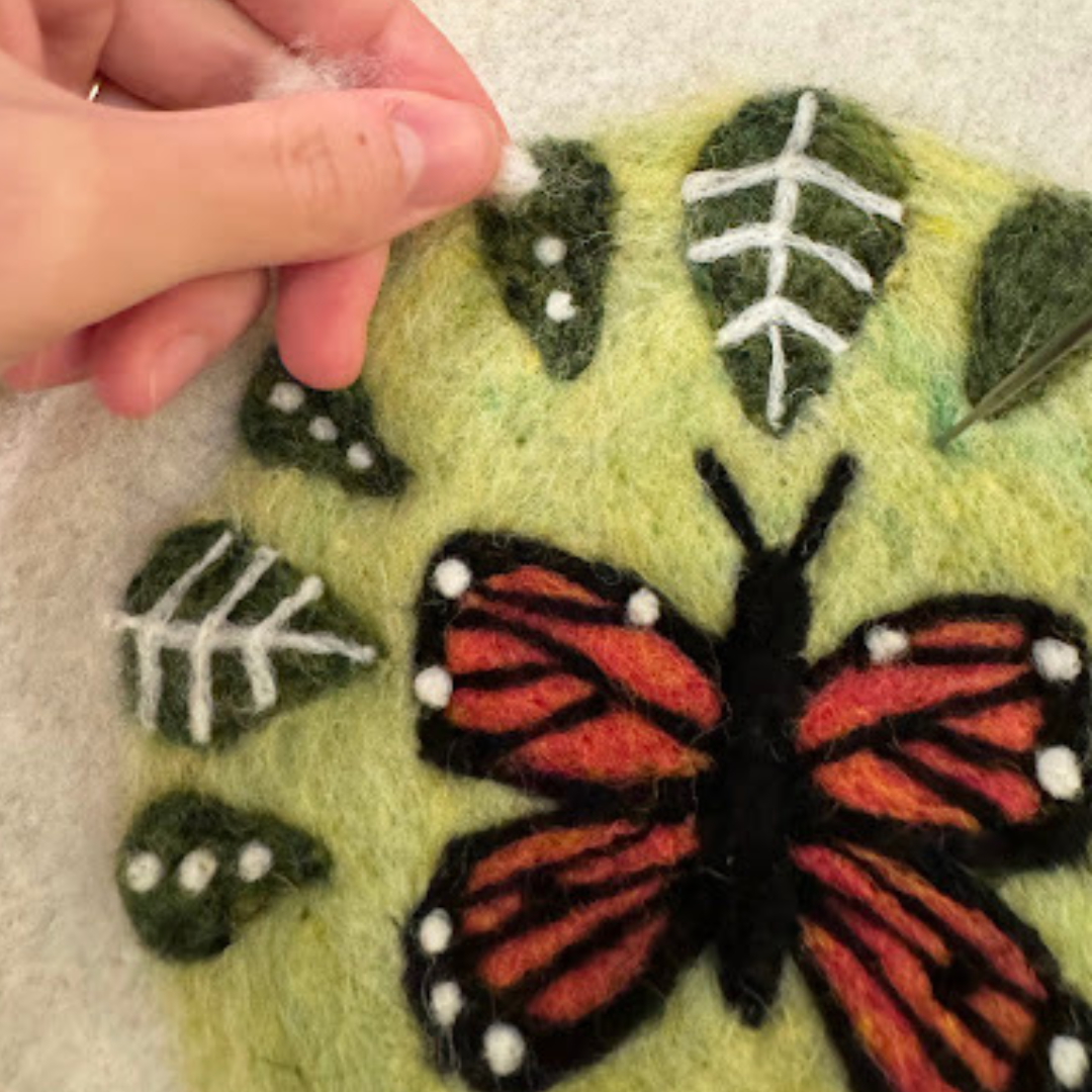 Monarch Butterfly - Felted Landscape in a Hoop