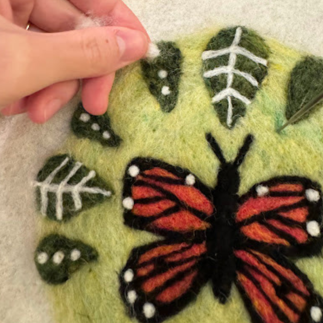 Monarch in Autumn - Felted Landscape in a Hoop