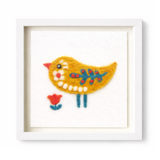 Folk Bird Yellow Garden Bird - Felted Art