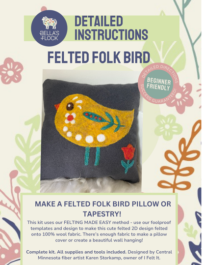 🎀 Sale! Felting Made Easy™: Create a Folk Bird Tapestry or Pillow with Ease