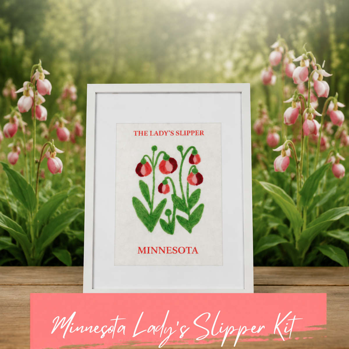 Minnesota Lady's Slipper - Felted Framed Art