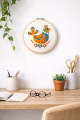 Folk Bird Golden Rooster - Felted Art