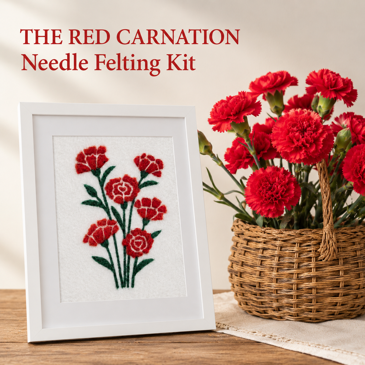 Red Carnation - Felted Art