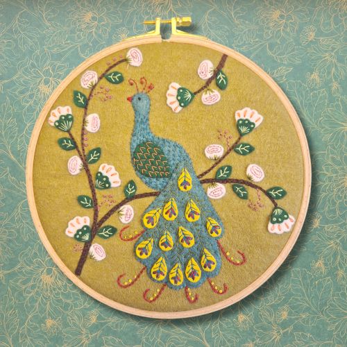 NEW! Peacock Felt Applique Hoop