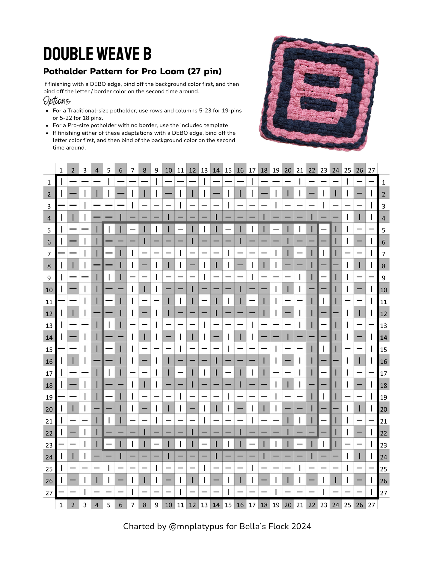 Double Weave Alphabet for Potholder Loom (Digital Download)